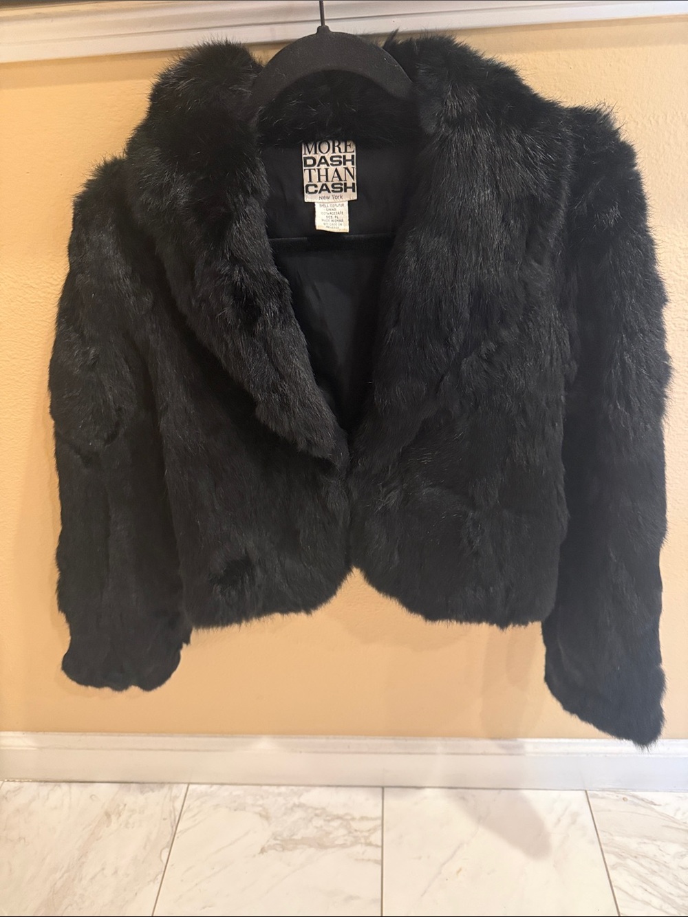 Black Faux Fur Cropped Teddy Jacket